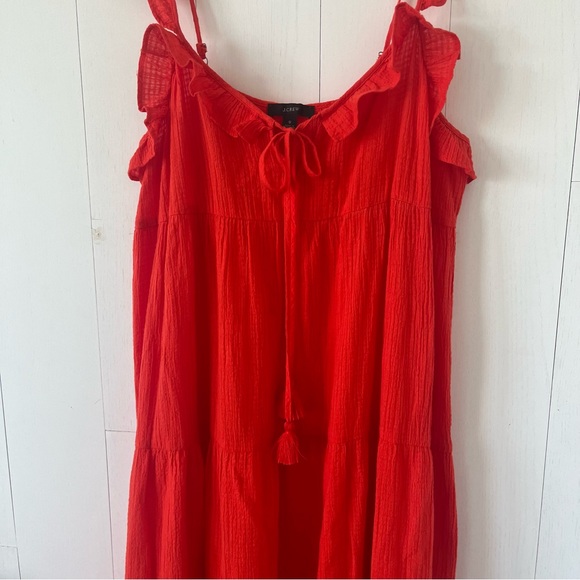 J. Crew Orange Tiered Ruffled Beach Maxi Dress Size Small - Picture 8 of 16